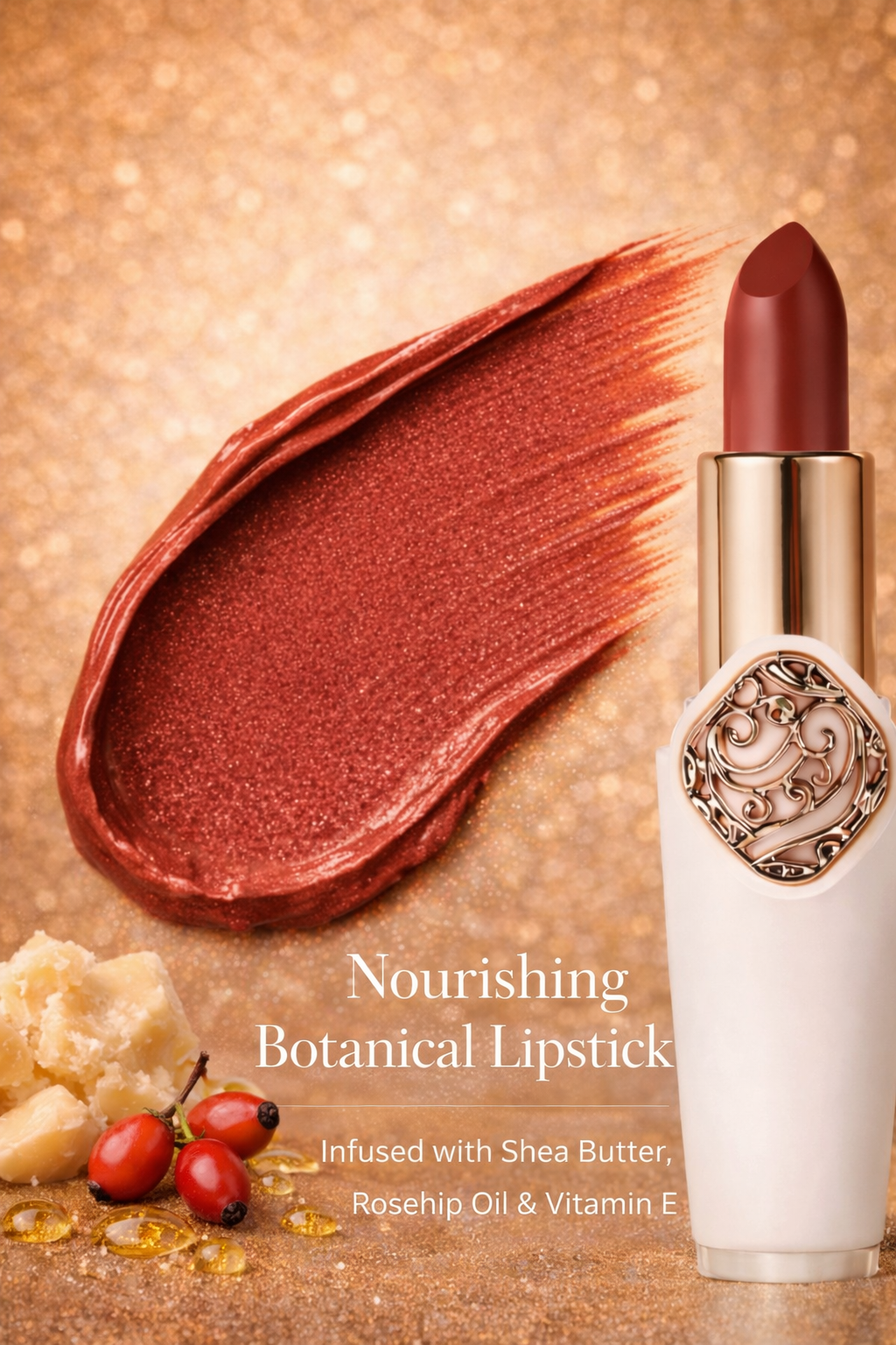 Ultra Luxury Plum Lipstick – White & Gold Edition